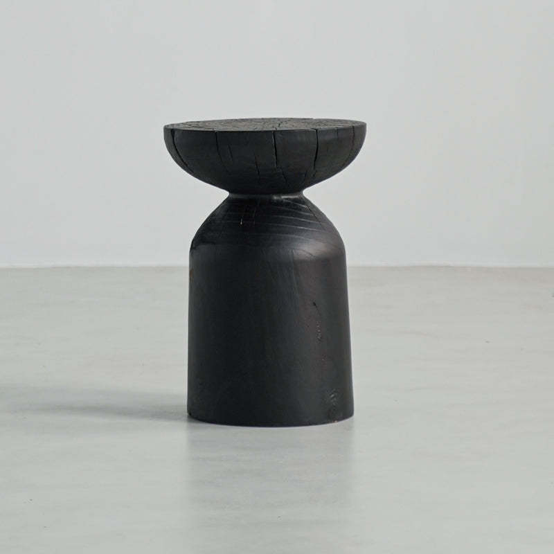 Japanese Wabi-Sabi Wood Geometric End Table — E