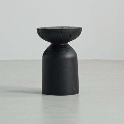 Japanese Wabi-Sabi Wood Geometric End Table — E