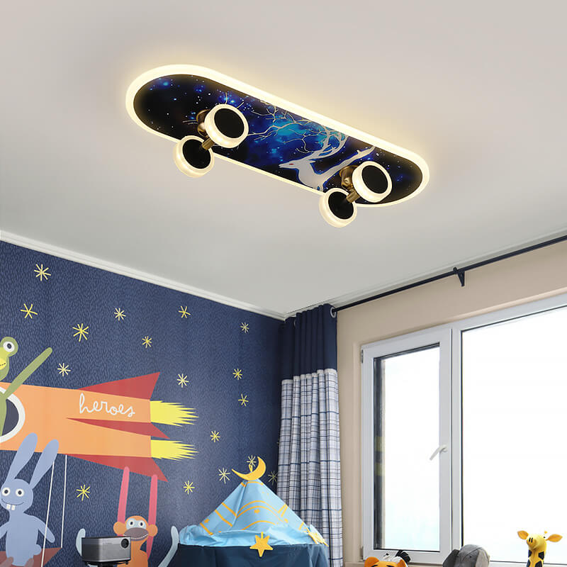 Cartoon Skateboard Acrylic LED Kids Flush Mount Light