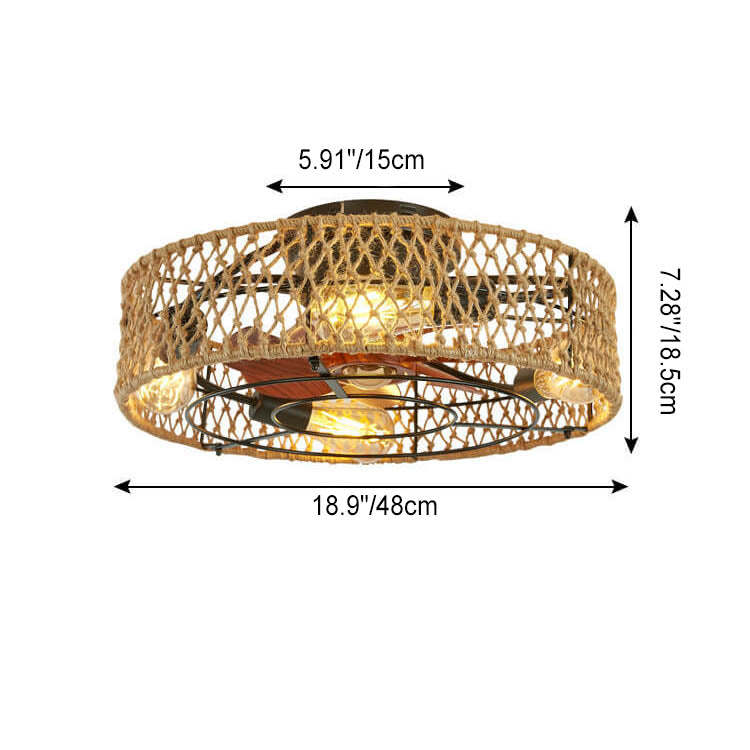 Traditional Rustic Drum Mount Ceiling Fan Light