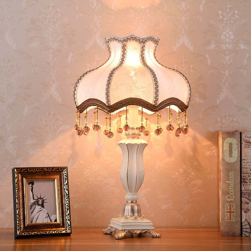 European Court Resin Fabric Table Lamp — White / 220V-240V For UK/AU