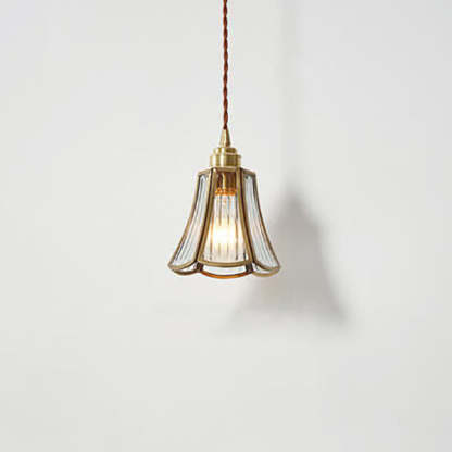 Japanese Vintage Cone Geometric Glass Copper Pendant Light
