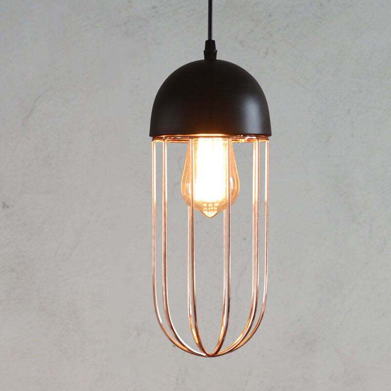 Nordic Iron Geometric Cage Pendant Light