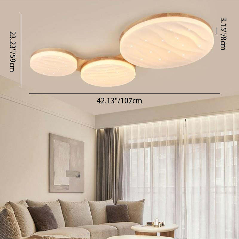 Nordic Wood Frame Acrylic Round LED Flush Mount Light