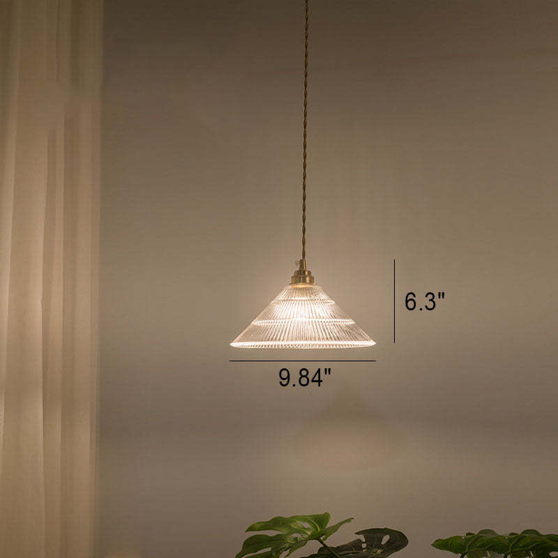 Nordic Vintage Clear Glass Flower Brass Pendant