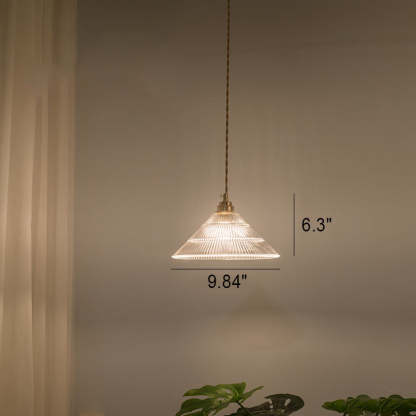 Nordic Vintage Clear Glass Flower Brass Pendant