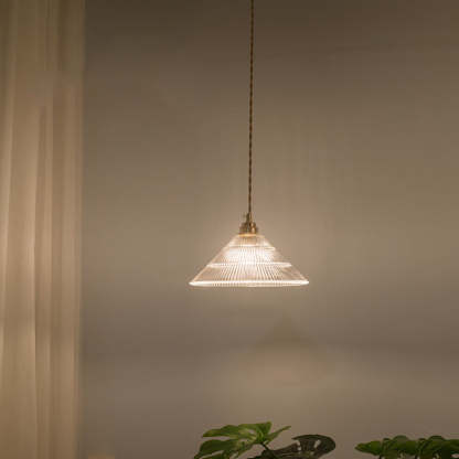 Nordic Vintage Clear Glass Flower Brass Pendant