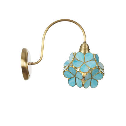 European Tiffany Vintage Brass Glass Sconce