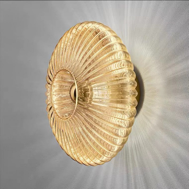Nordic Vintage Striped Glass Disc Sconce