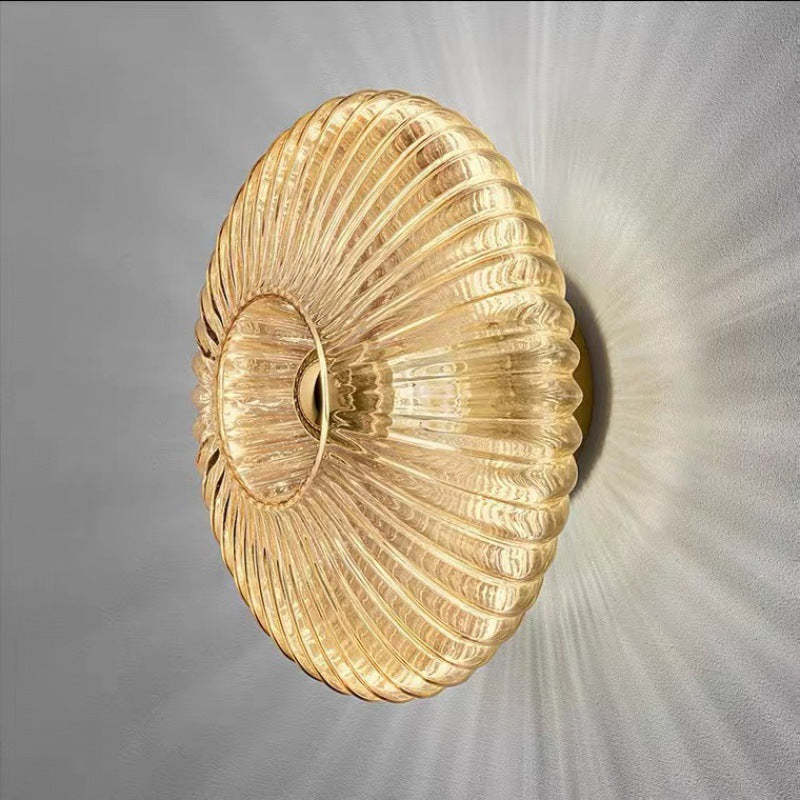 Nordic Vintage Striped Glass Disc Sconce