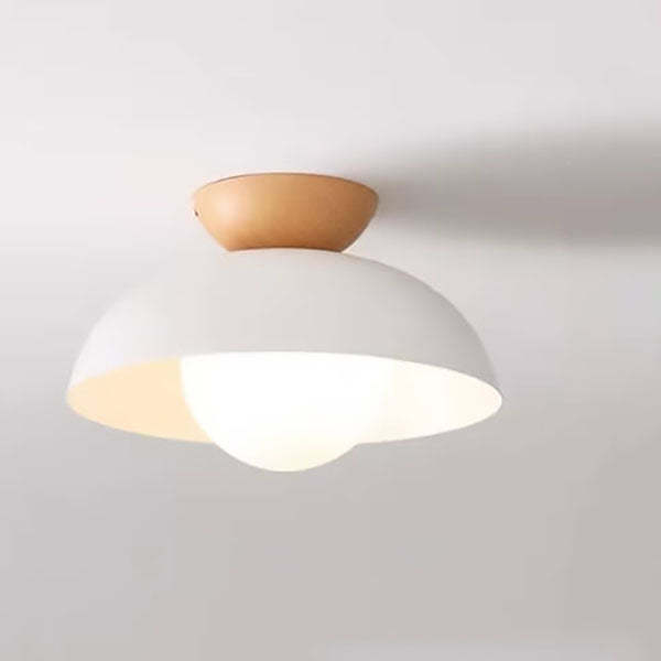 Modern Wrought Iron Log Bowl Semi-Flush Ceiling Light