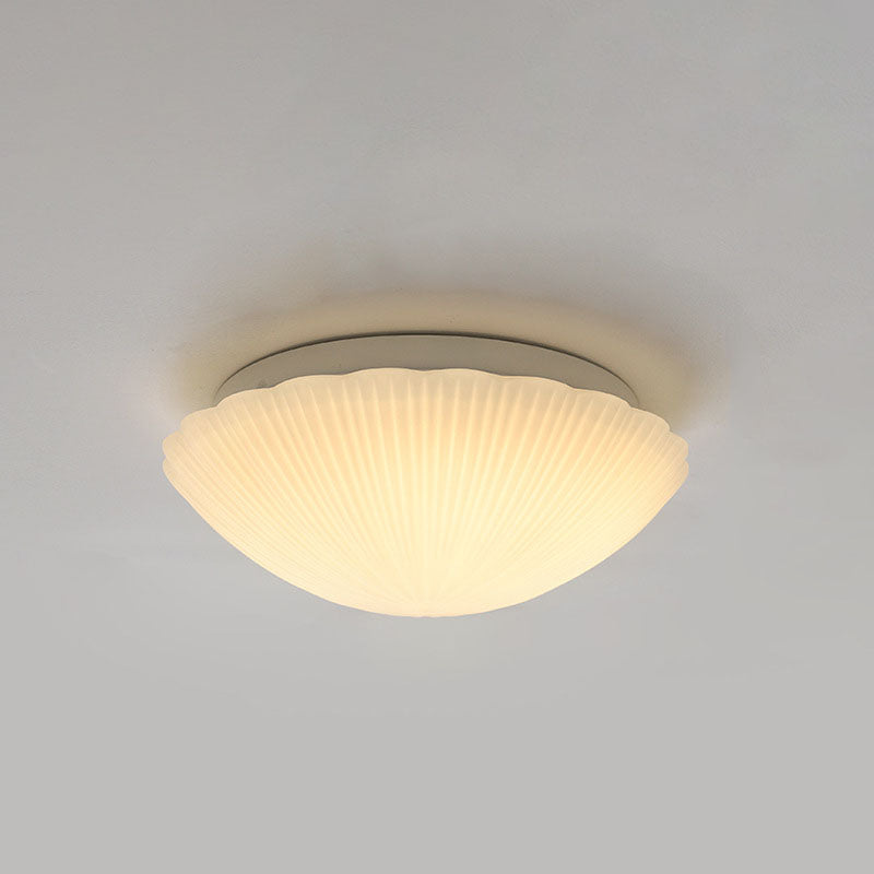 Modern French Cream Shell Glass LED Flush Mount Light