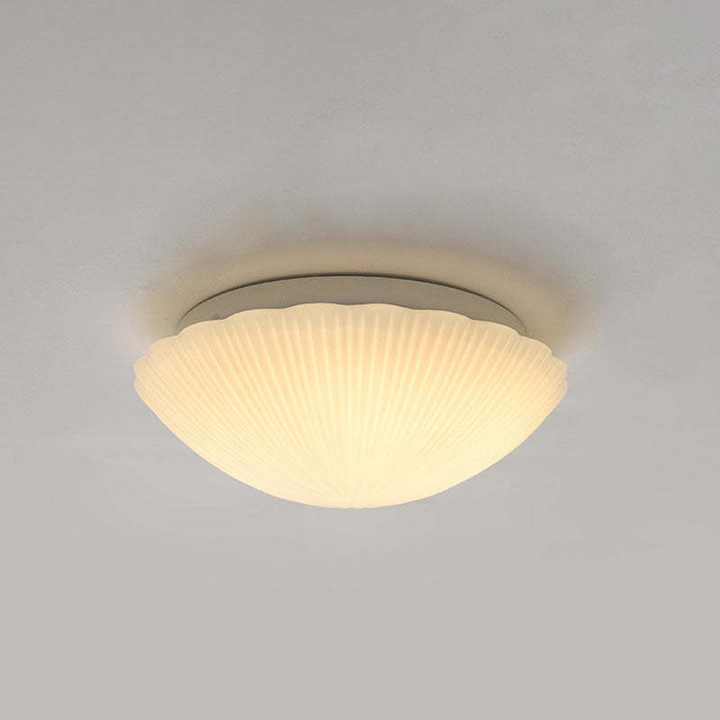 Modern French Cream Shell Glass LED Flush Mount Light