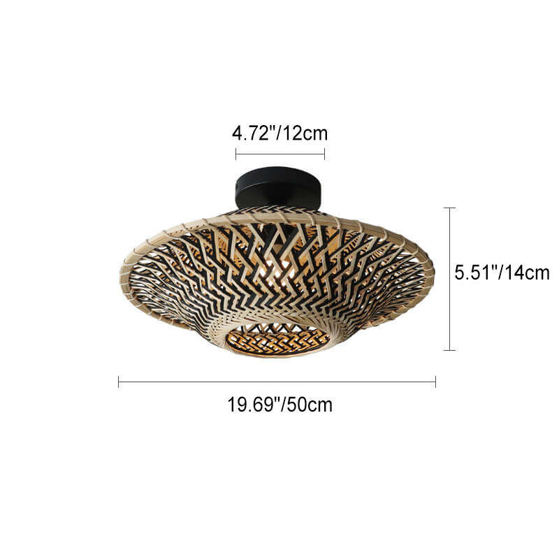 Chinese Zen Bamboo Flying Saucer Ceiling Light — 110V-120V For US/CA
