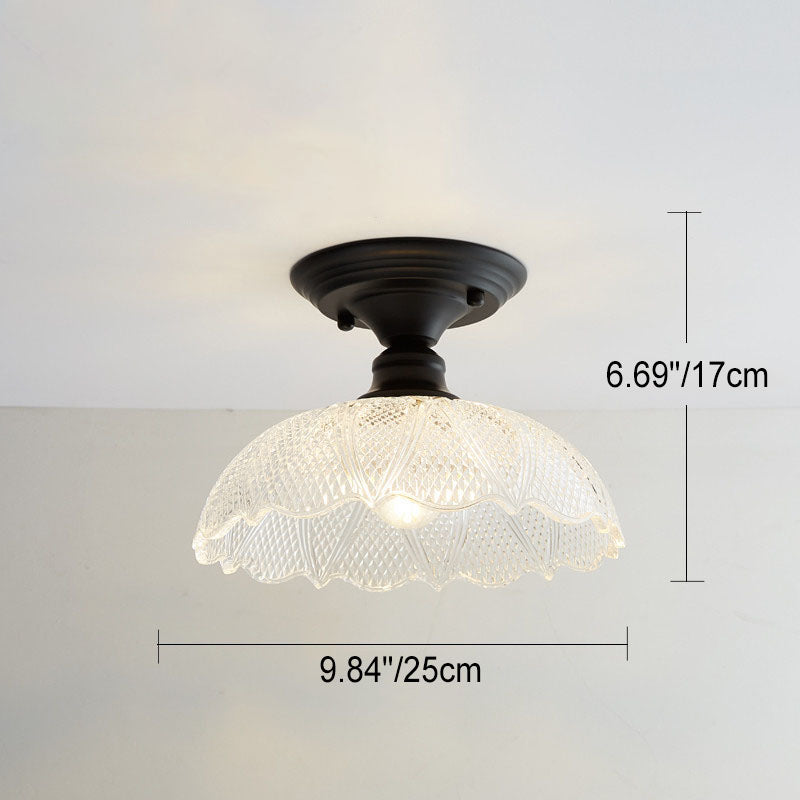 Nordic Vintage Glass Floral Geometry Semi-Flush Light