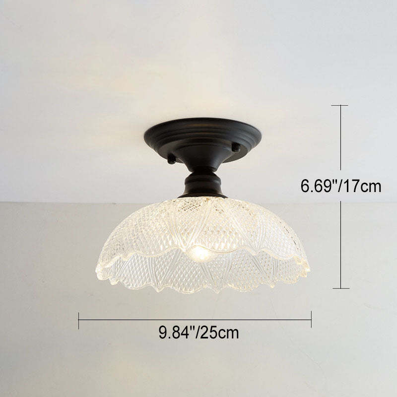 Nordic Vintage Glass Floral Geometry Semi-Flush Light