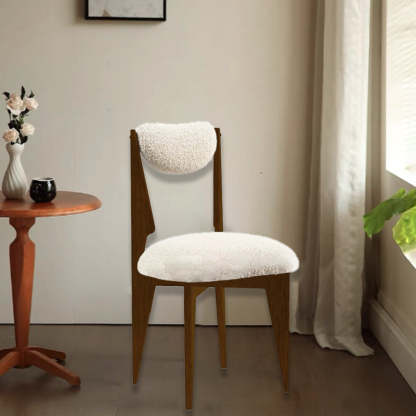 Minimalist Wood Velvet Dining Chair — Black