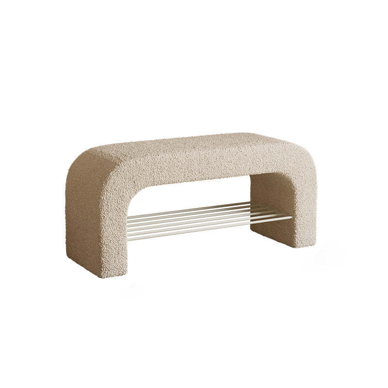 Minimalist Lambswool PU Leather Iron 1-Shelf Storage Bench
