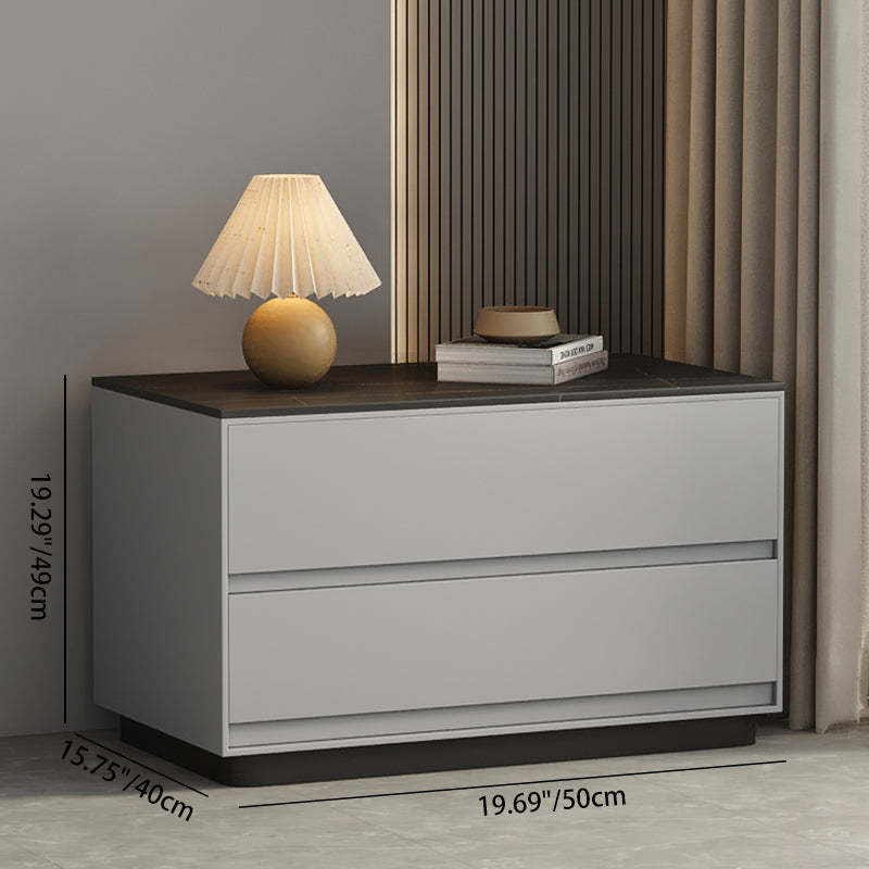 Minimalist Rock Slab Solid Wood Nightstand — Beige