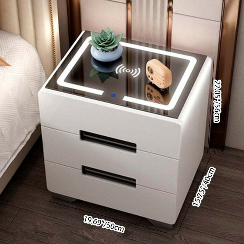Minimalist Metal Rectangular Nightstand 3-Drawer — Gray