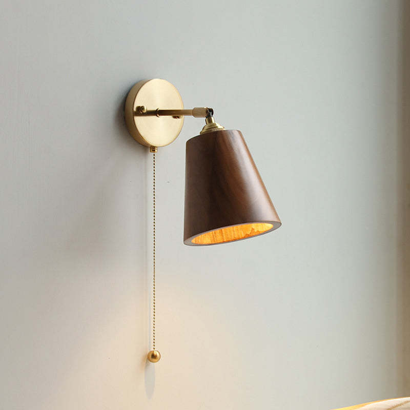 Scandinavian Cone Dome Copper Wood Sconce