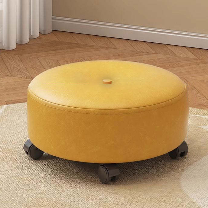 Minimalist Microfiber Leather Wood Round Chair Backless
