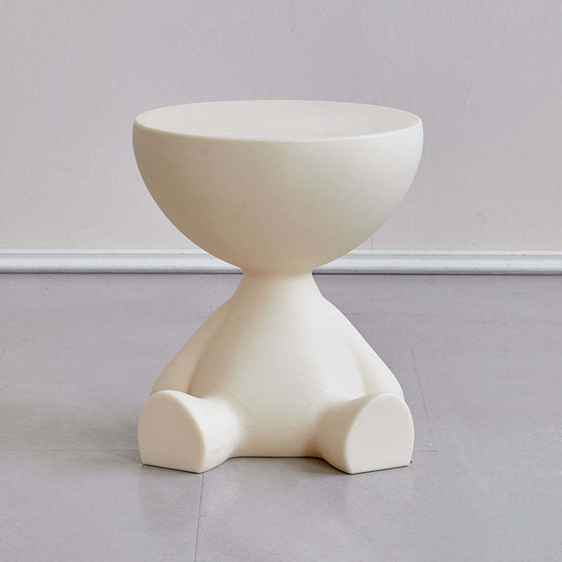 Minimalist round end gray end & side tables, Lighom — Cream White