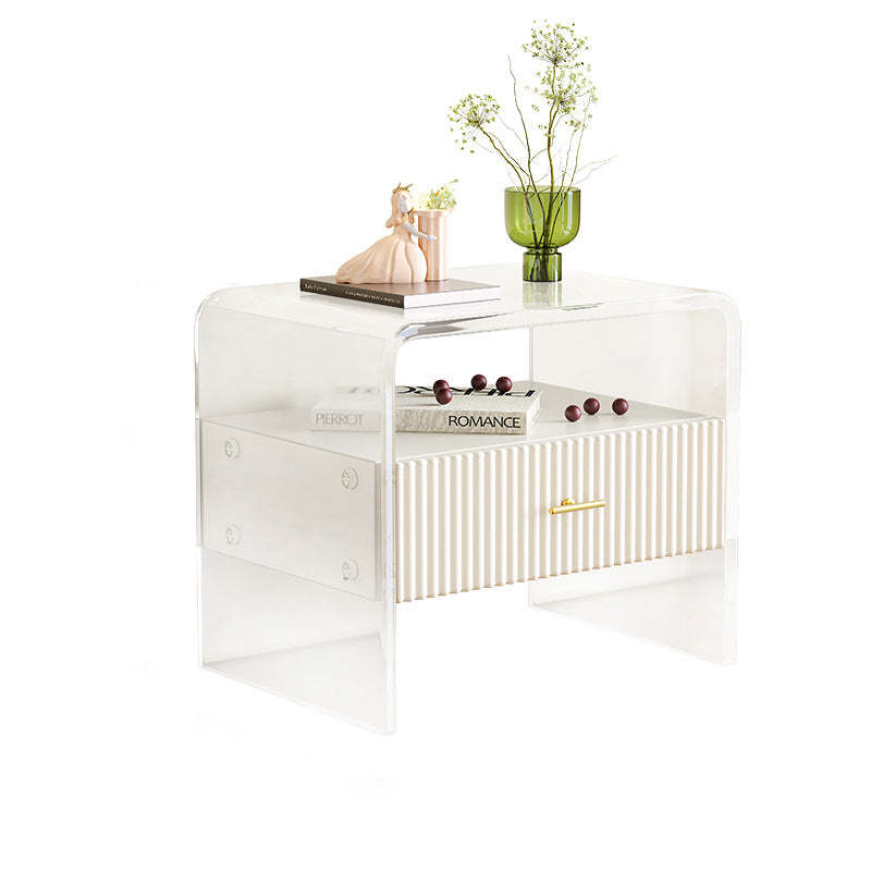Modern Acrylic Rectangular Nightstand 1-Drawer