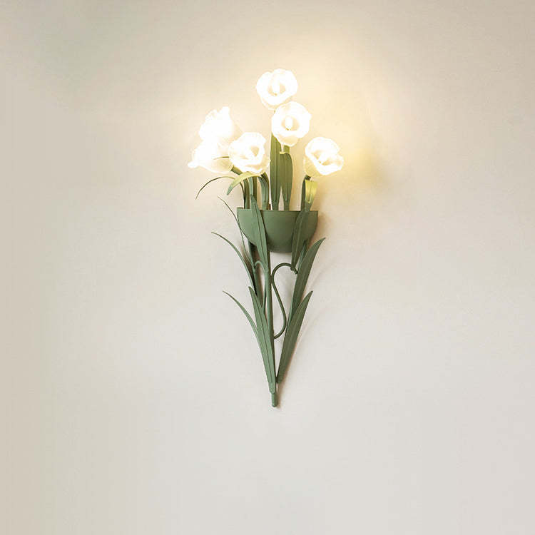 Contemporary Floral Iron Glass Sconce