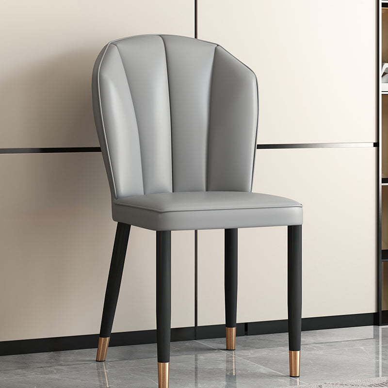 Modern Leather Steel Shell Dining Chair — X Shape / Black / Dark Blue