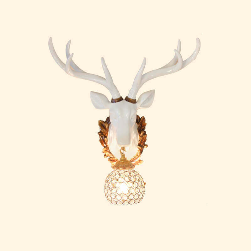 European Retro Deer Head Resin Sconce