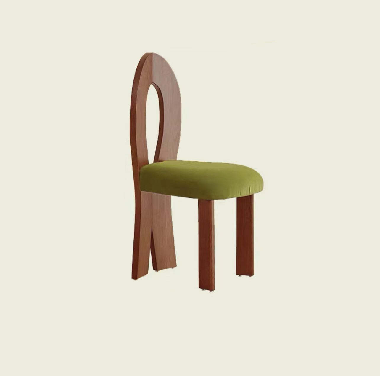 French Velvet Wood Mermaid Dining Chair