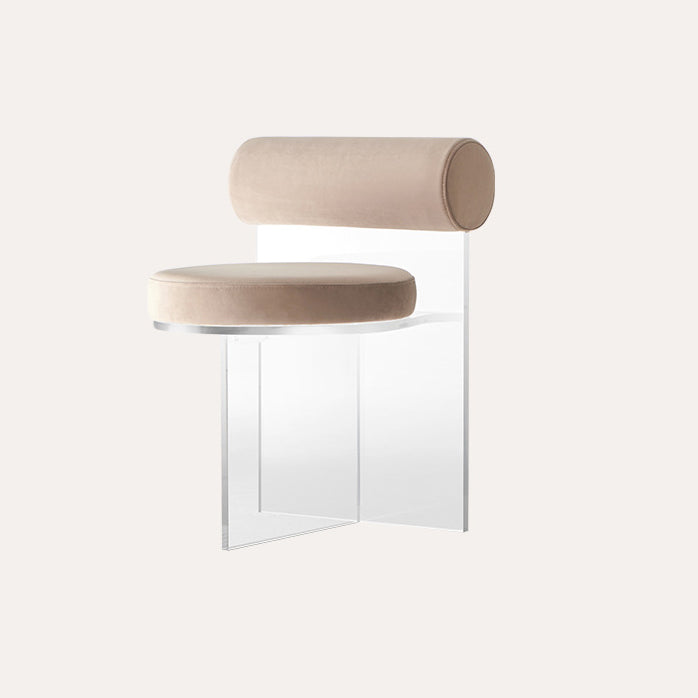 Nordic Round Velvet Acrylic Dining Chair