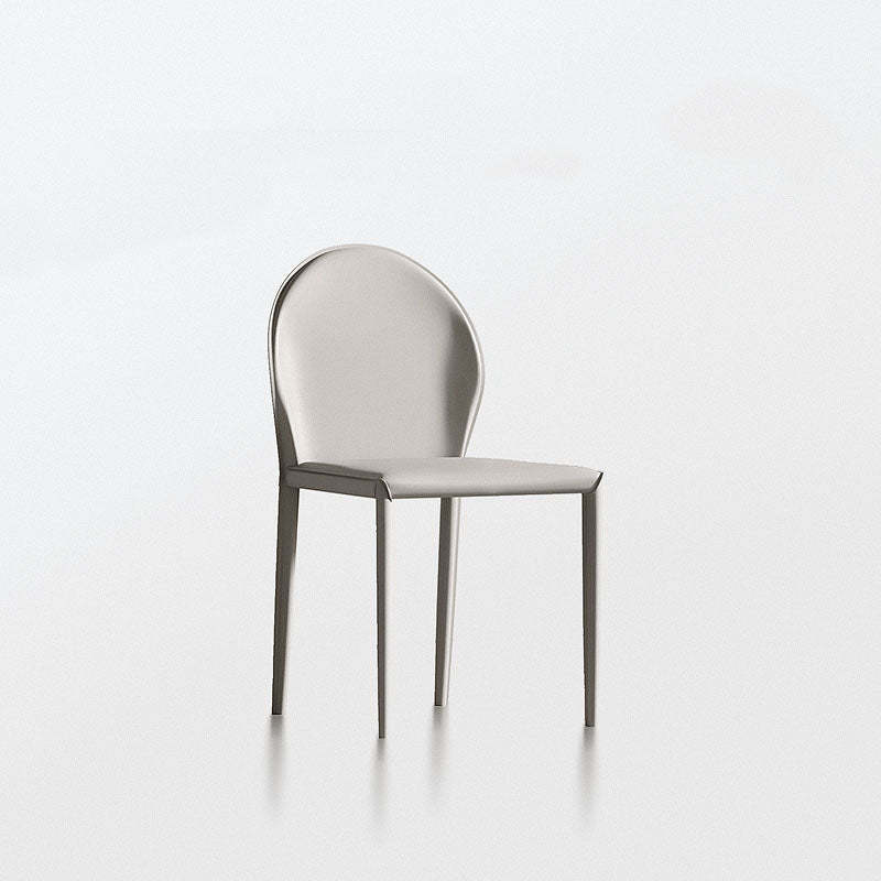Minimalist Half Oval Leather Metal Dining Chair