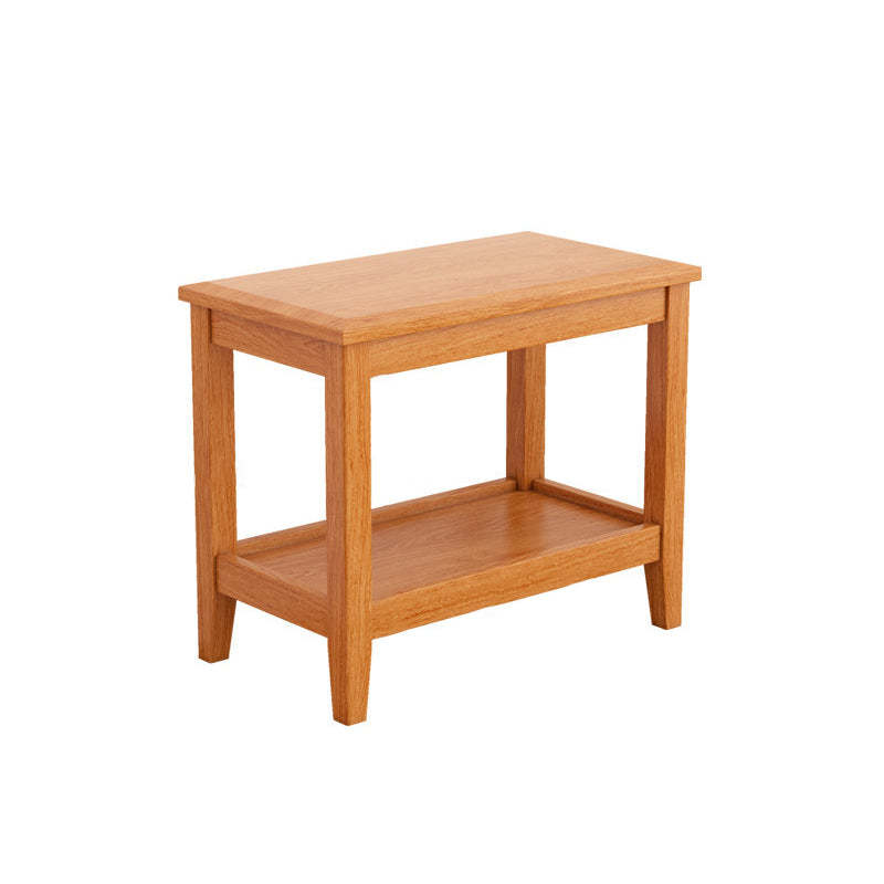 Traditional 2-tier tea wood leather linen coffee tables, Lighom
