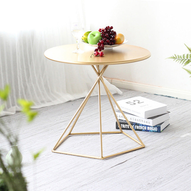 Luxury Metal Pentagram Base End Table — Gold