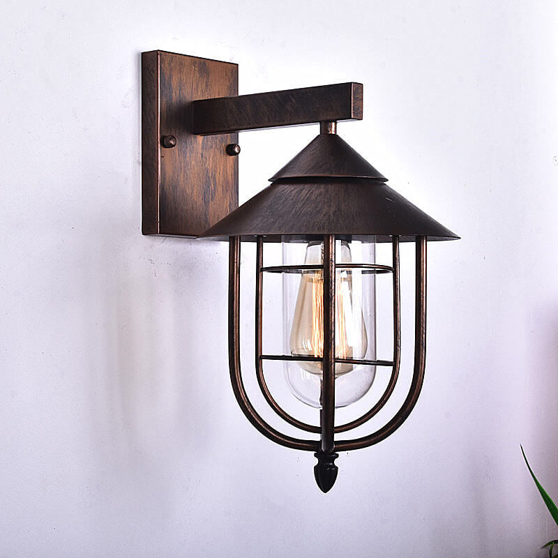 Vintage Industrial Iron Lantern Indoor Outdoor Wall Sconce — Black / 220V-240V For UK/AU
