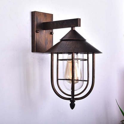 Vintage Industrial Iron Lantern Indoor Outdoor Wall Sconce — Black / 220V-240V For UK/AU
