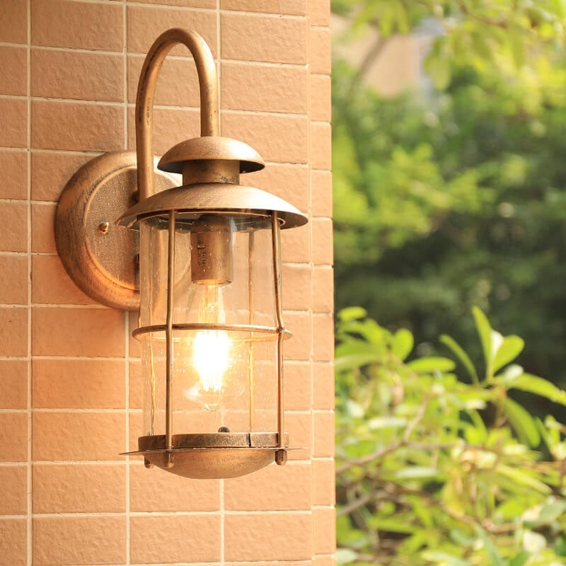 European Industrial Vintage Outdoor Iron Glass Wall Sconce