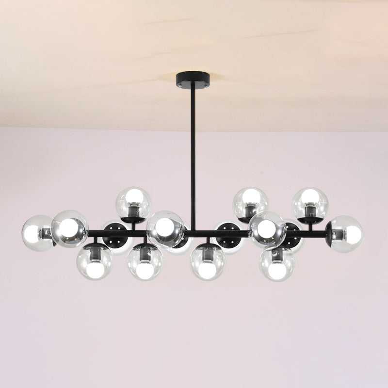 Scandinavian Long Globe Iron Island Chandelier