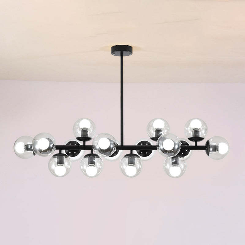 Scandinavian Long Globe Iron Island Chandelier