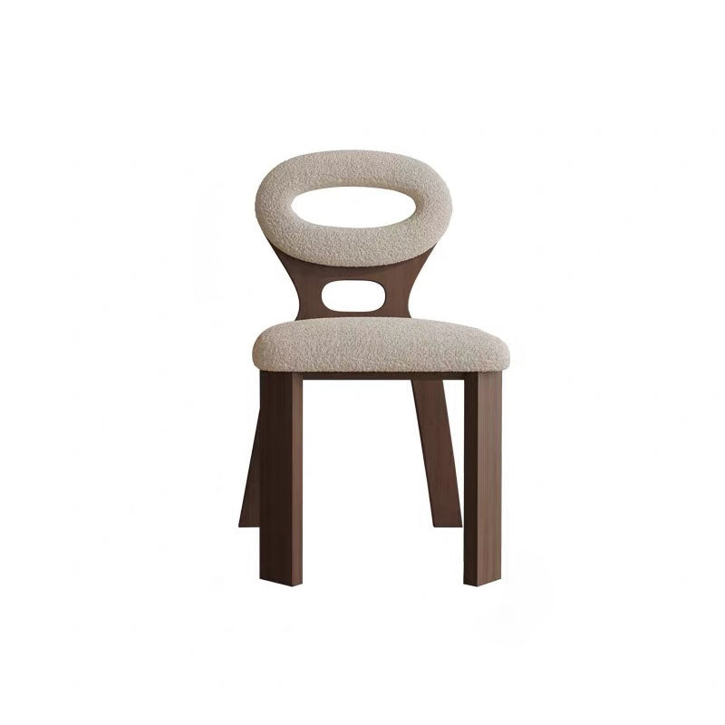 Nordic Oval Hollowed Lambswool Wood Dining Chair