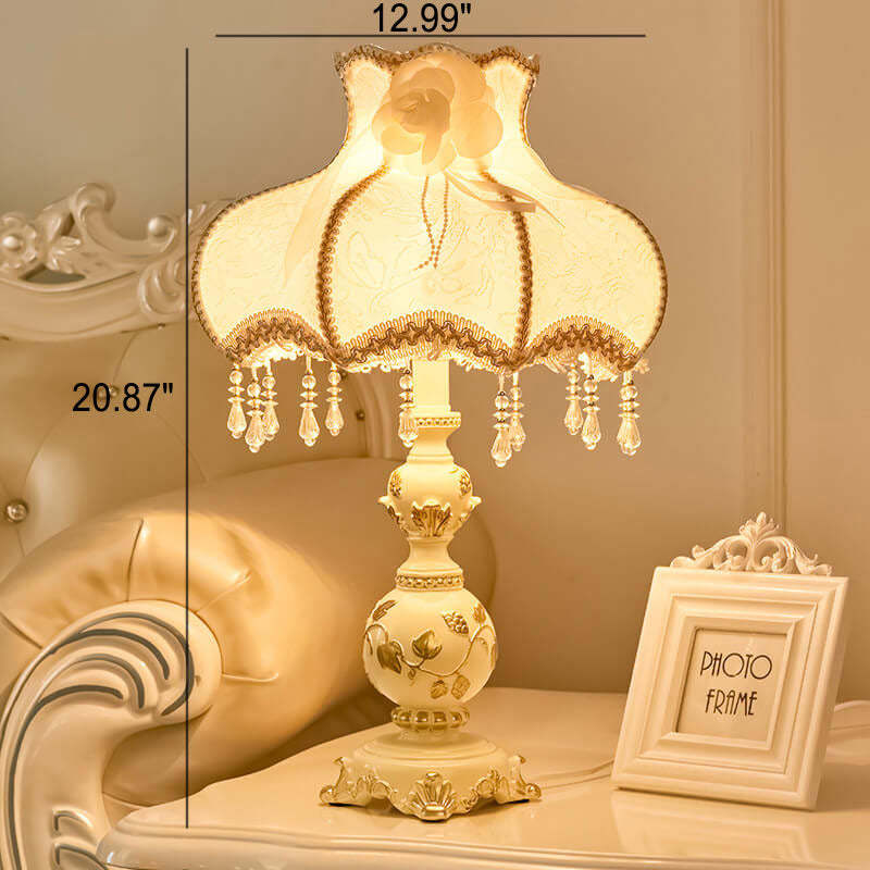 European Retro Carved Resin Fabric Alloy Lamp — C / Push Button Switch / 220V-240V For UK/AU