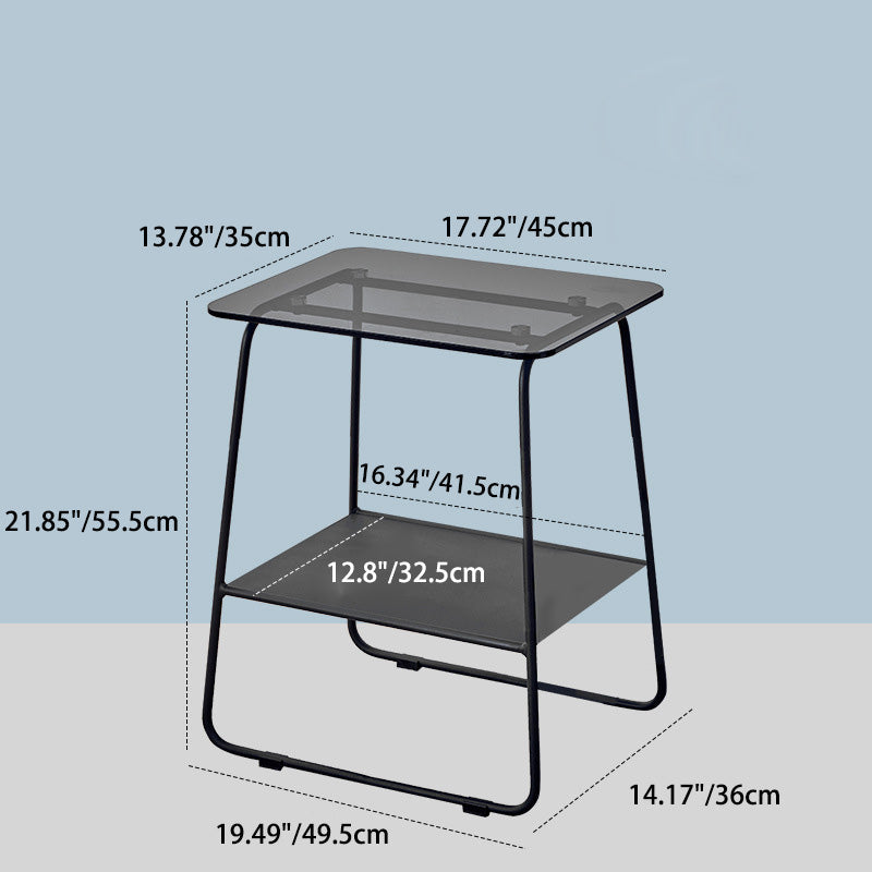 Minimalist Glass Iron 2-Tier Coffee Table