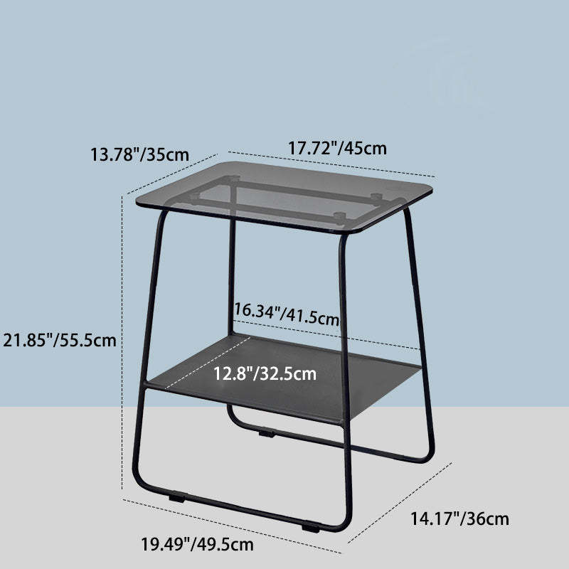 Minimalist Glass Iron 2-Tier Coffee Table