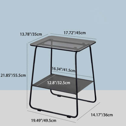 Minimalist Glass Iron 2-Tier Coffee Table