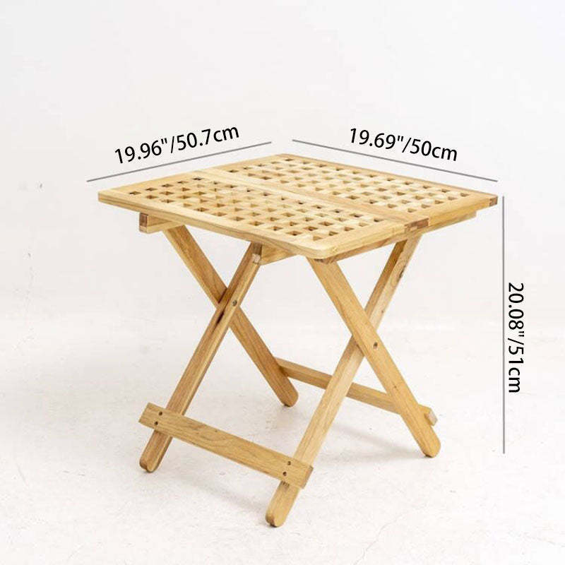 Traditional Rustic Square Wood Backless Armless Chair