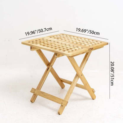 Traditional Rustic Square Wood Backless Armless Chair