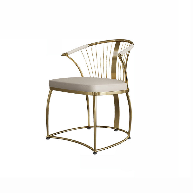 Contemporary Curved Steel Leather Chair
