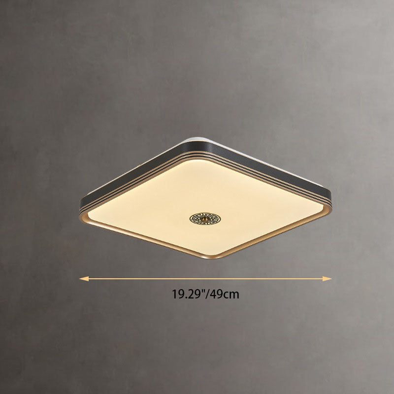 Chinese Square Geometric Acrylic LED Flush Mount Light